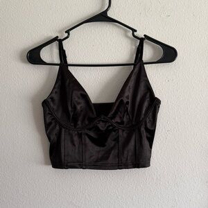 Black Satin Corset-Like Crop Top size Small